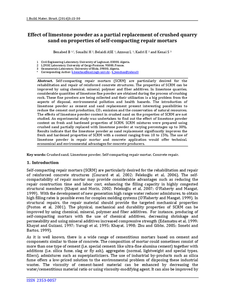 Effect of Limestone Powder As A Partial Replacement of Crushed Quarry ...