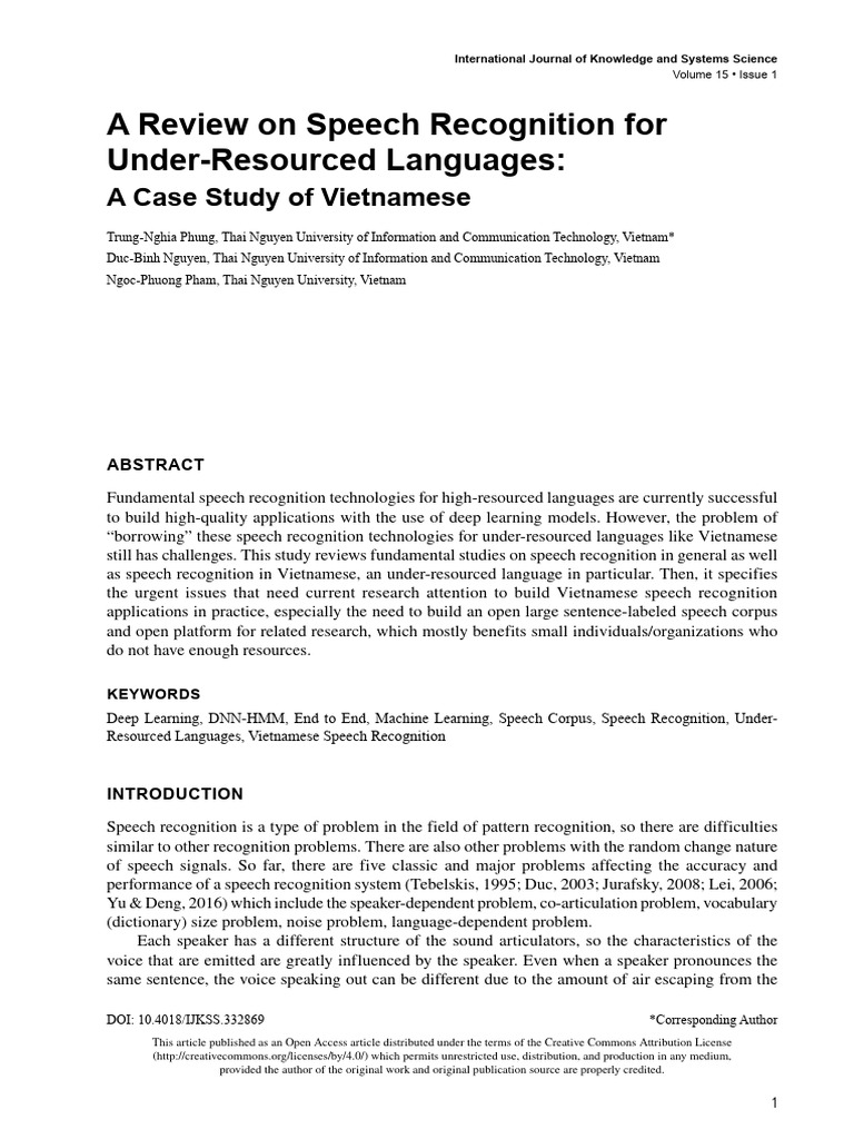 Speech Recognition Challenges in Vietnamese | PDF | Speech Recognition ...