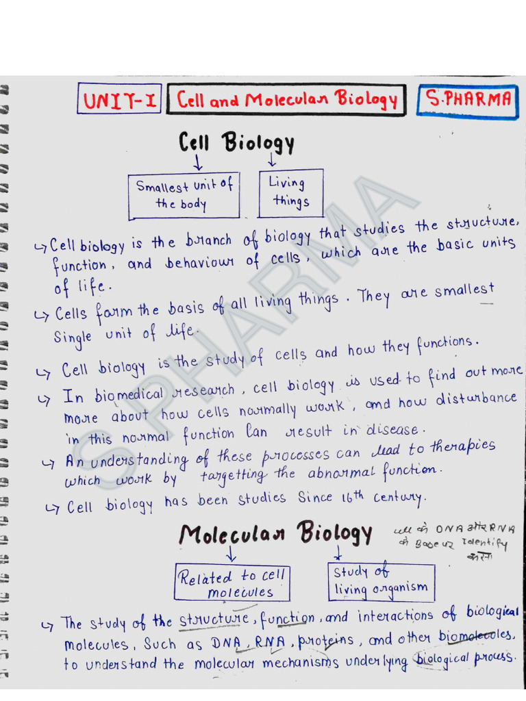 Unit 1 Cell and Molecular Biology | PDF | Biology | Life Sciences
