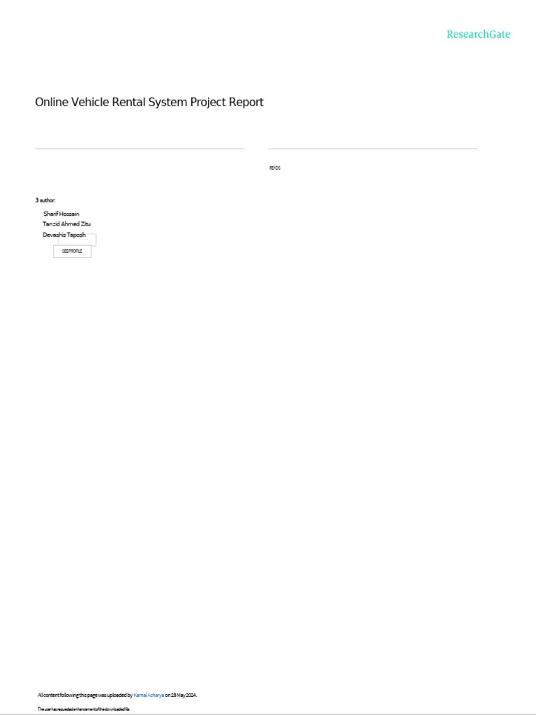 Online Vehicle Rental System Report | PDF | Php | Html