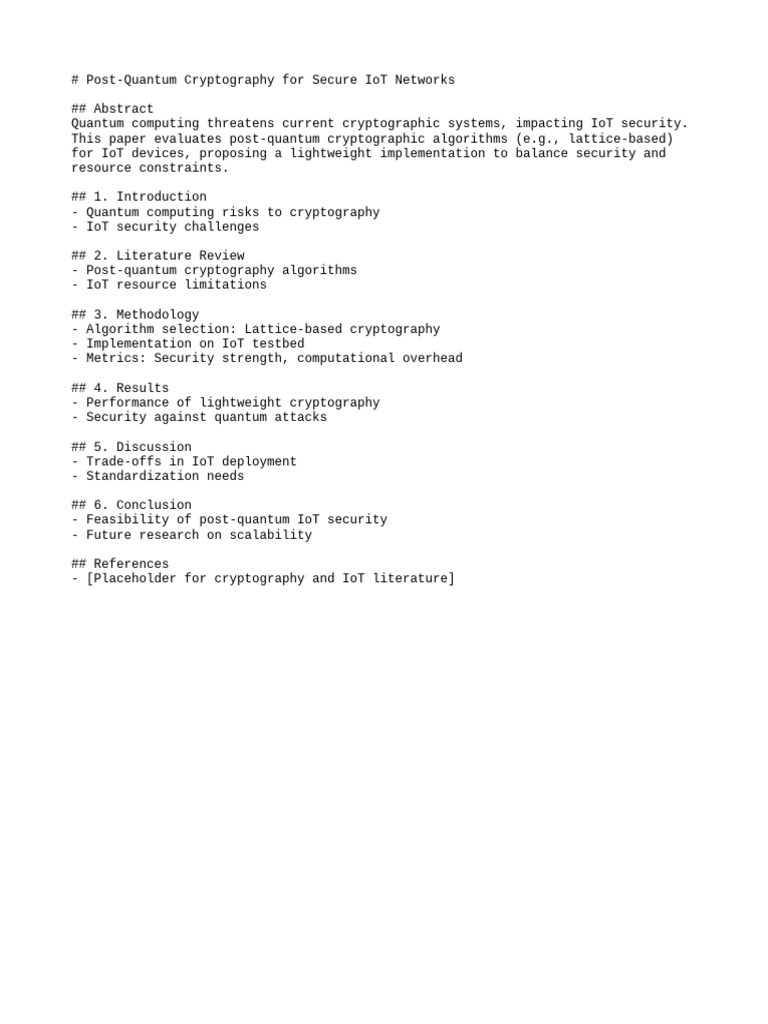 Post-Quantum Cryptography For Secure IoT Networks | PDF