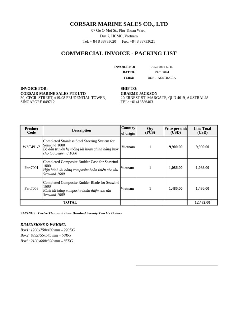 Commercial Invoice Template - 7053 7001 6946 | PDF