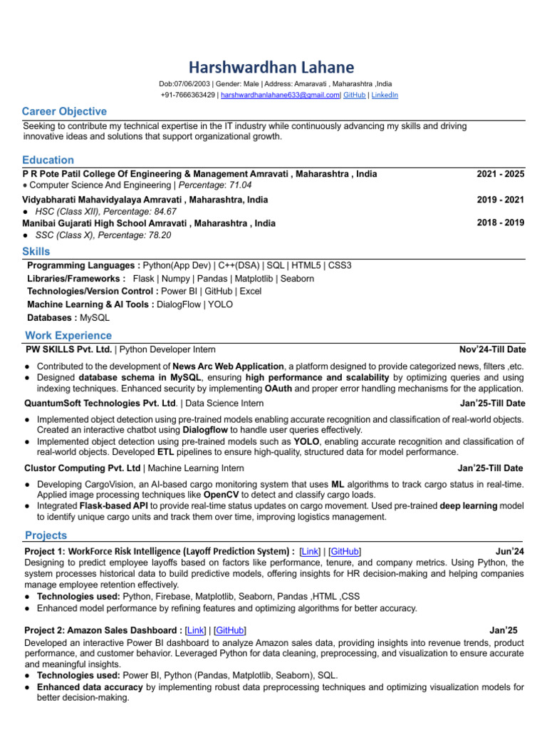 ERP-Focused IT Career Profile | PDF | Machine Learning | Databases