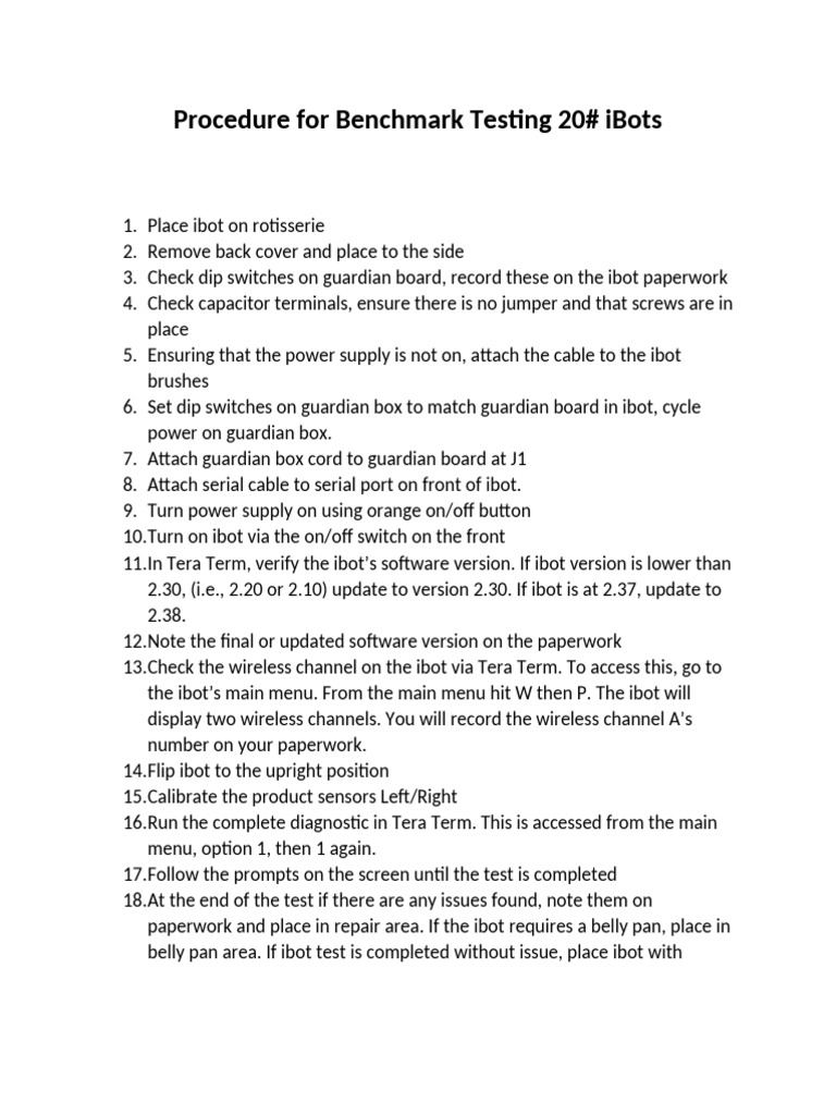 Procedure For Benchmark Testing | PDF