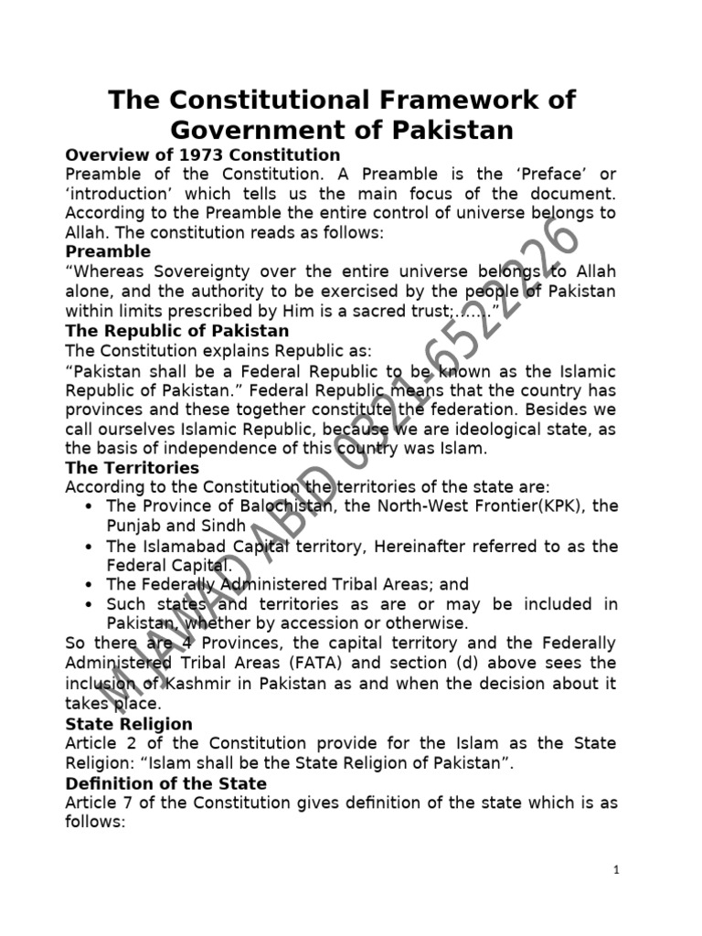 Overview of Pakistan's 1973 Constitution | PDF | Parliament Of Pakistan ...