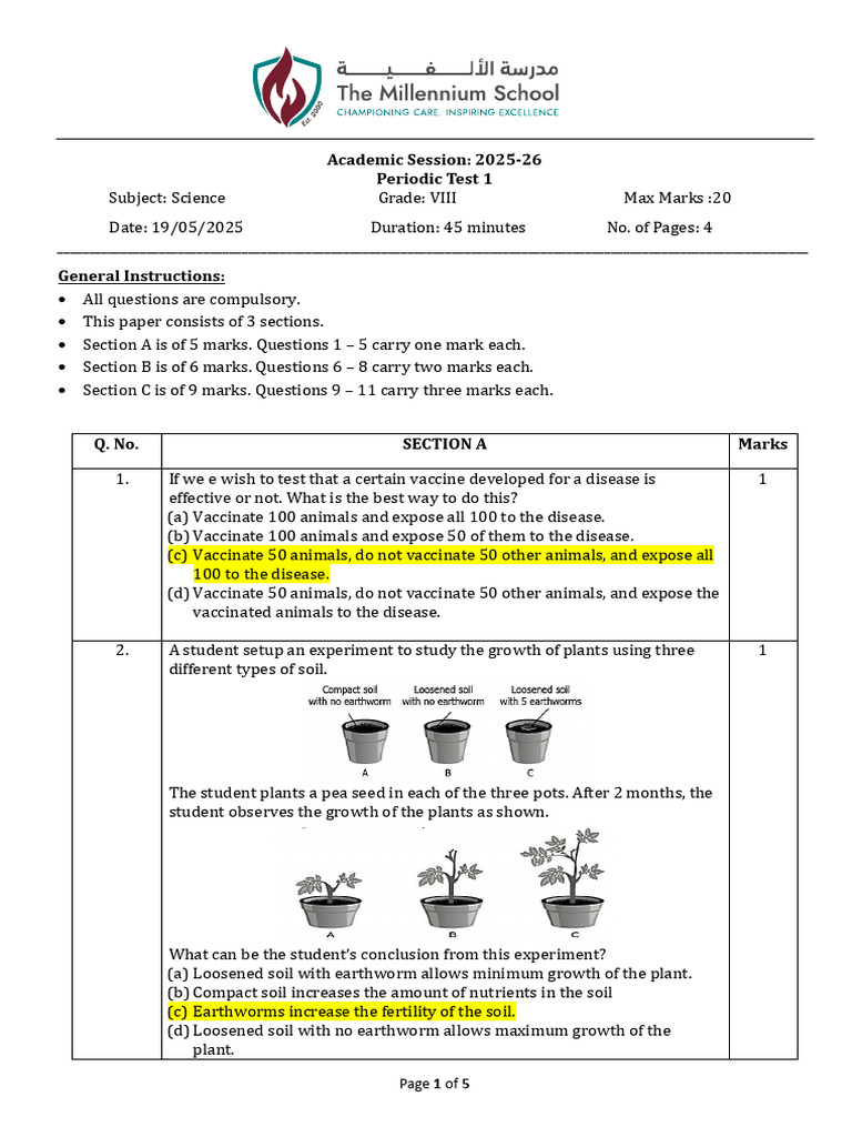 Answer Key Grade 8 Science PT1 | PDF | Soil | Cell (Biology)