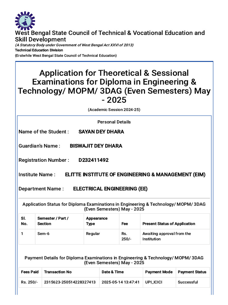 Examination Form Fillup | PDF