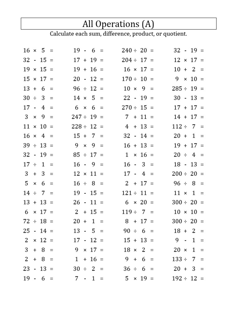 Mixed Alloperations | PDF | Mathematics