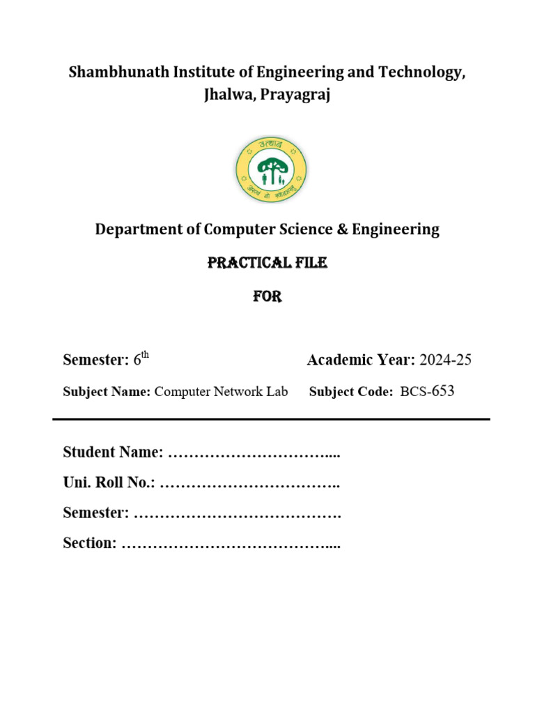 Computer Network Lab Practical File 2024-25 | PDF