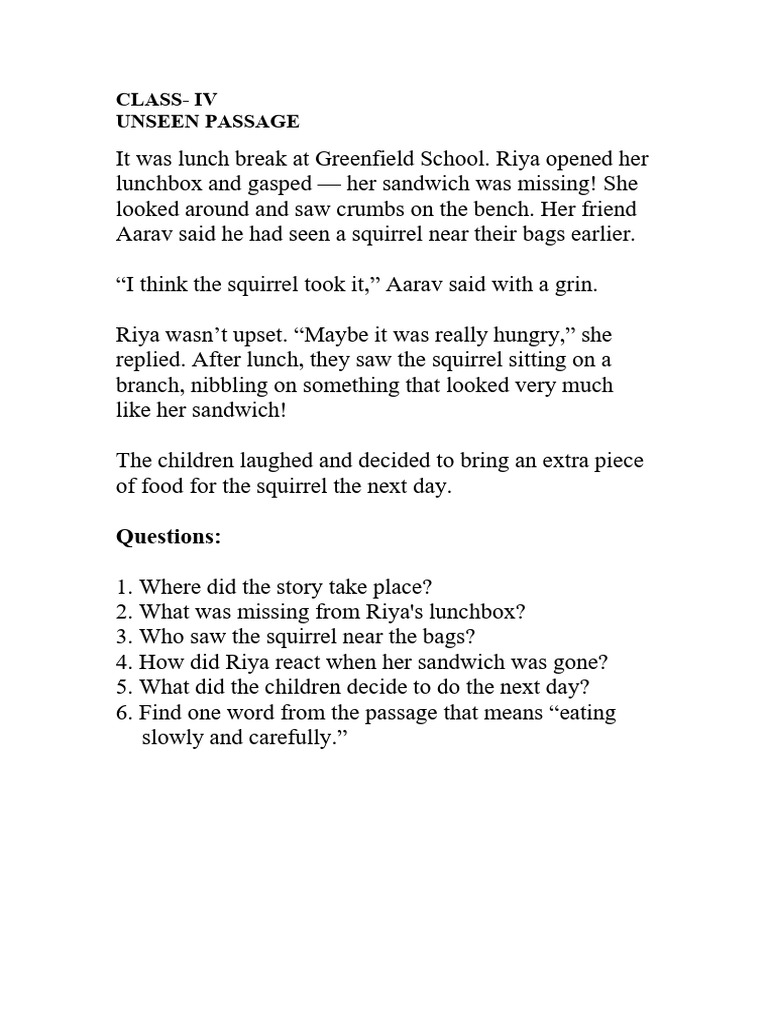 IV Unseen Passage | PDF