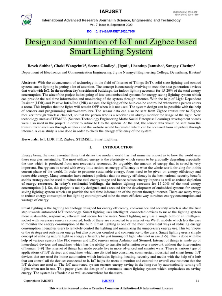 Design and Simulation of IoT and Zigbee | PDF | Internet Of Things ...