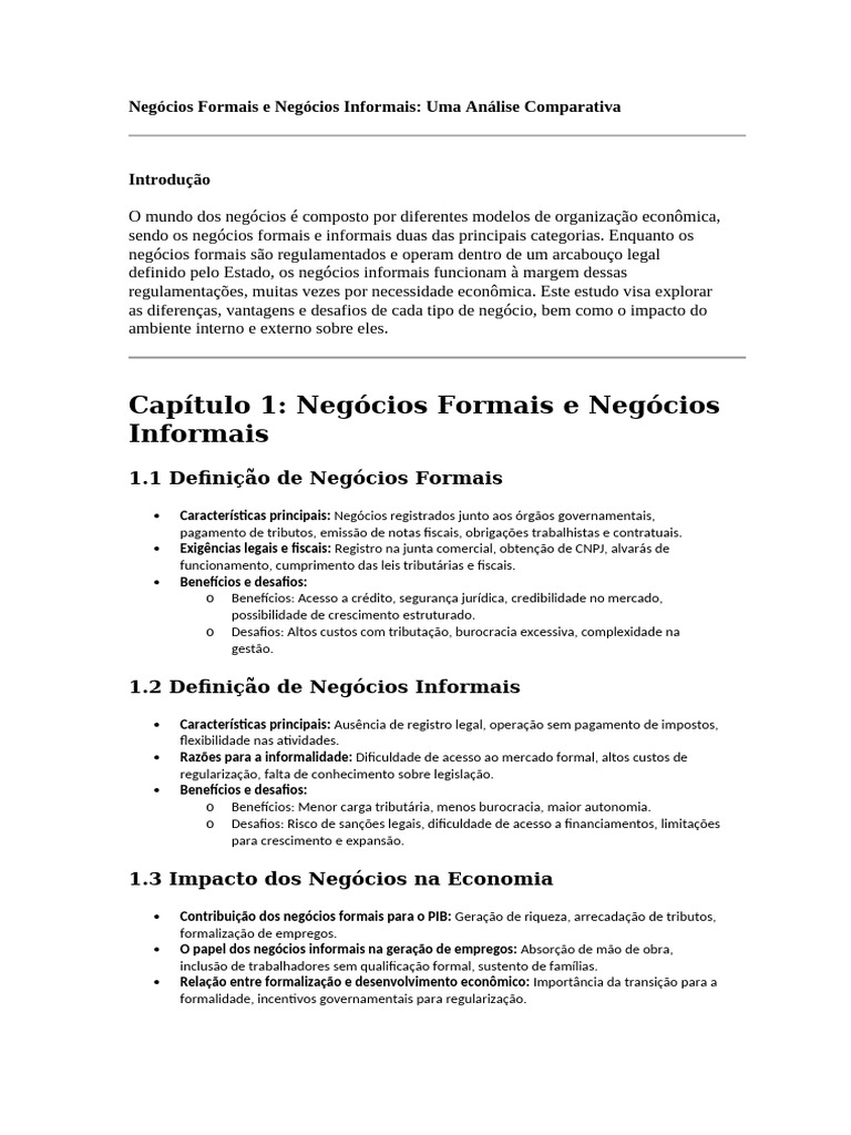 Análise de Negócios Formais e Informais | PDF | Economia | Impostos