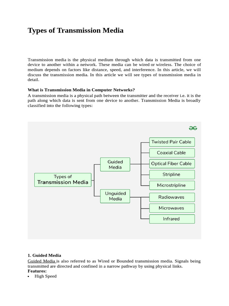 Types of Transmission Media | PDF | Transmission Medium | Coaxial Cable