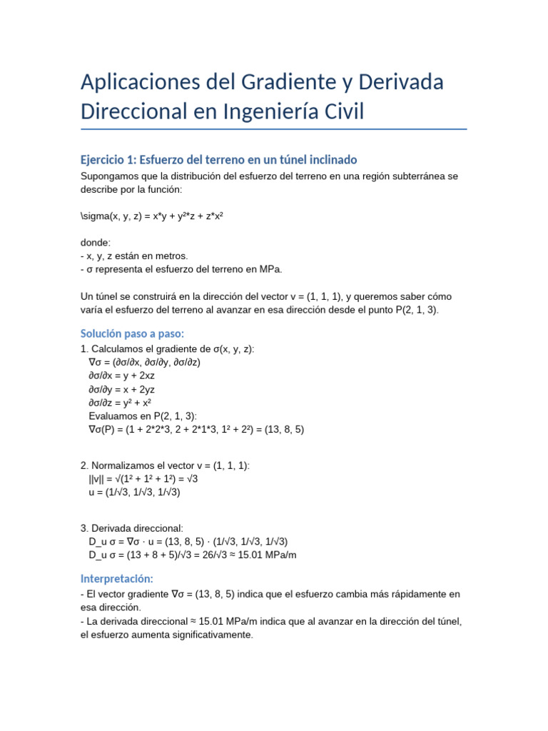 Gradiente y Derivada en Ingeniería Civil | PDF | Degradado | Pascal ...