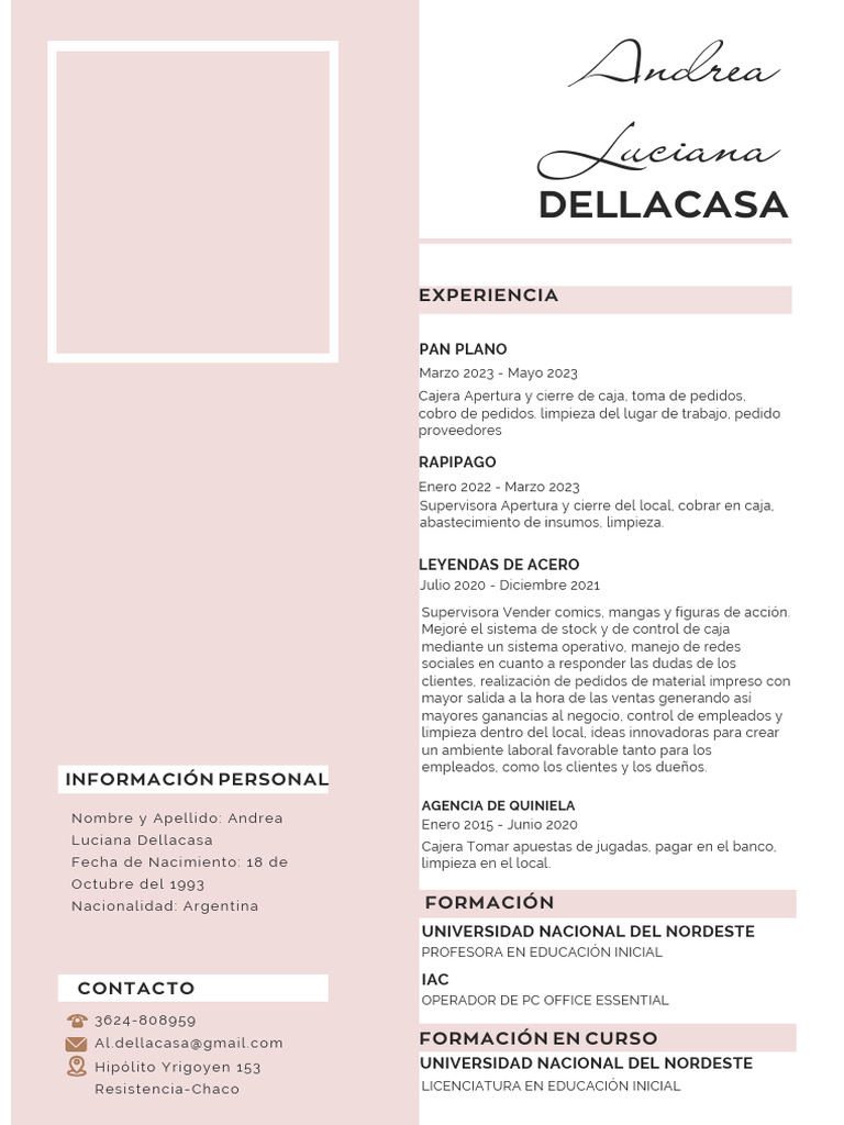 Currículum Vitae CV Diseñadora y Arquitecta Minimalista Rosa (1) | PDF