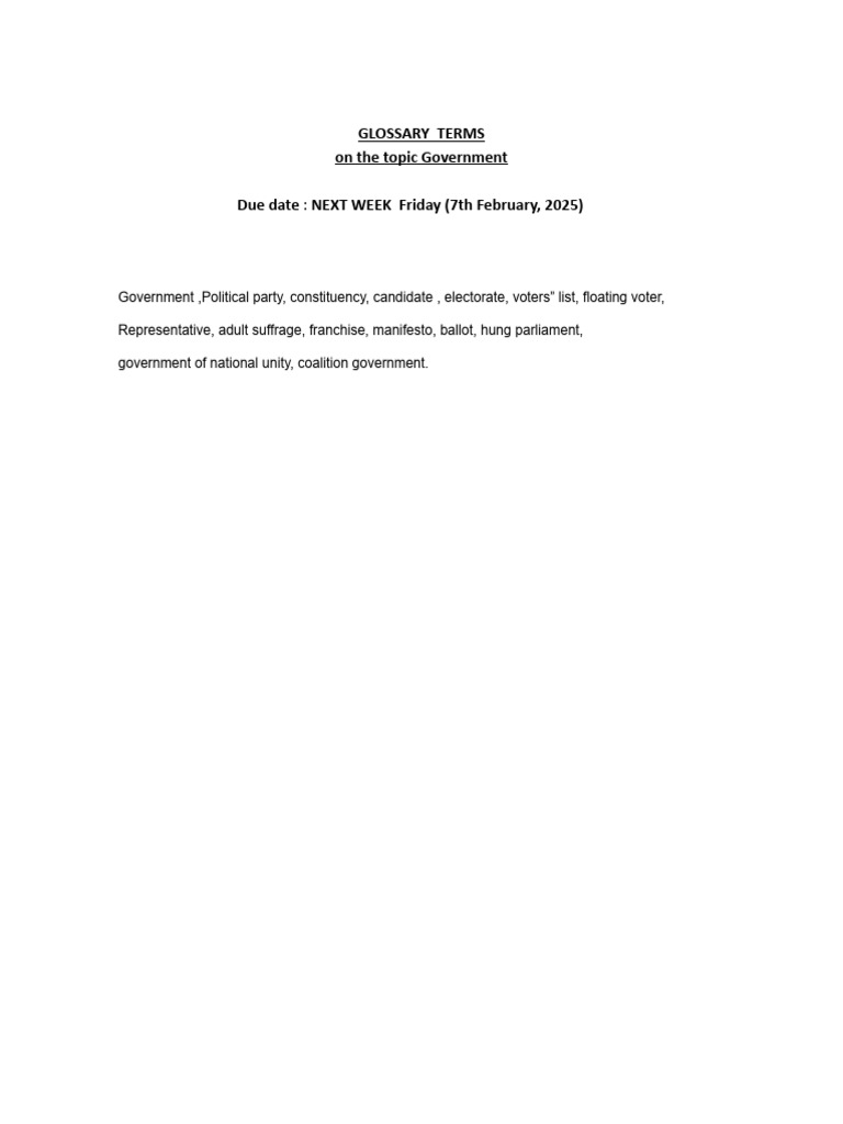 Government Terms Glossary | PDF
