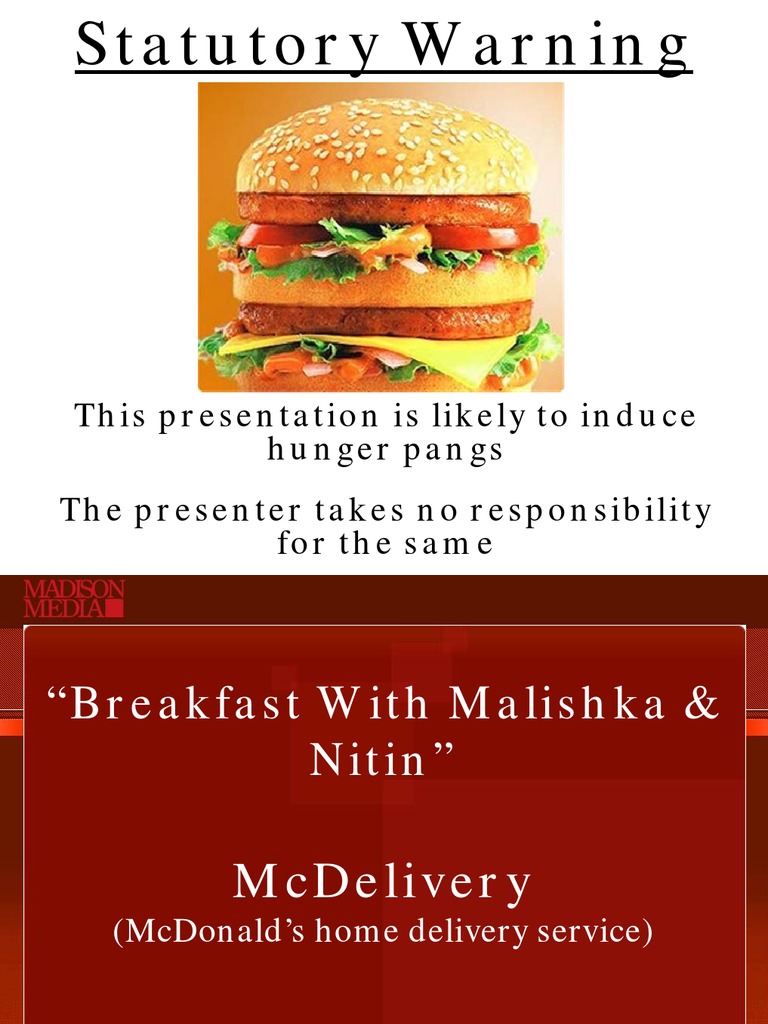 Statutory Warning This Presentation Is Likely To Induce Hunger Pangs