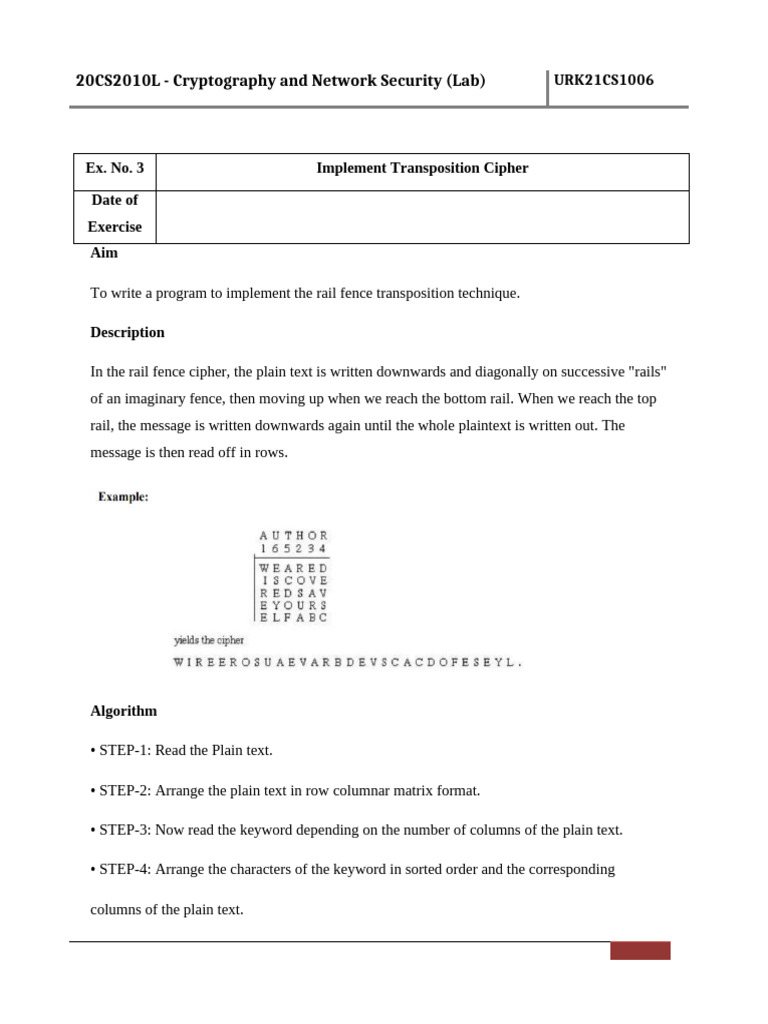 Rail Fence Cipher Implementation Guide | PDF