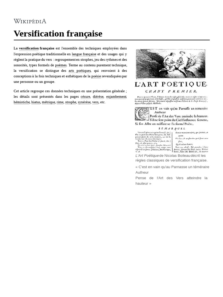 Versification Française | PDF | Rime dans la poésie | Genre grammatical