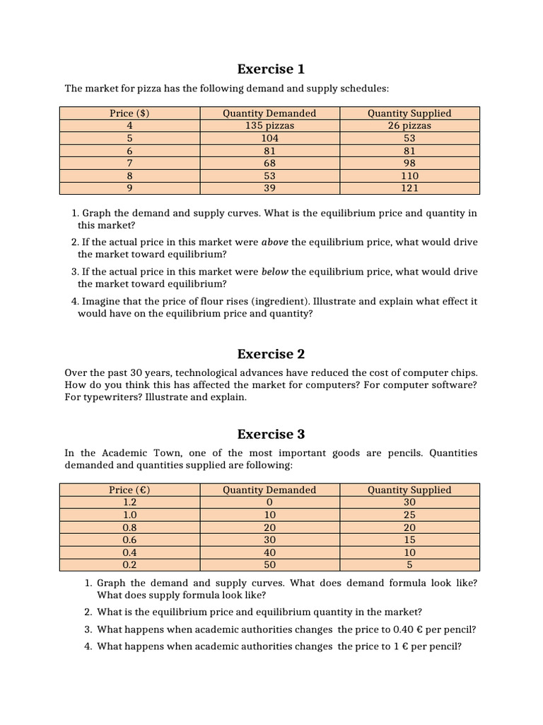 Problem set Demand and Supply - April 2024 | PDF | Supply And Demand ...