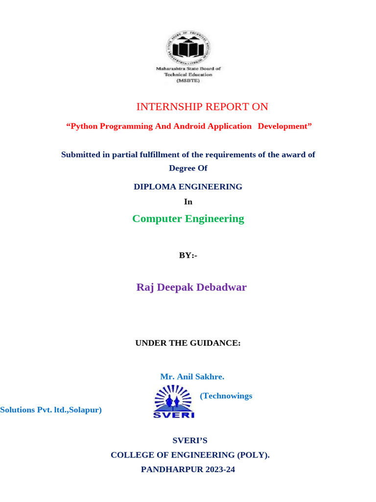 Python & Android Development Internship Report | PDF | Python ...