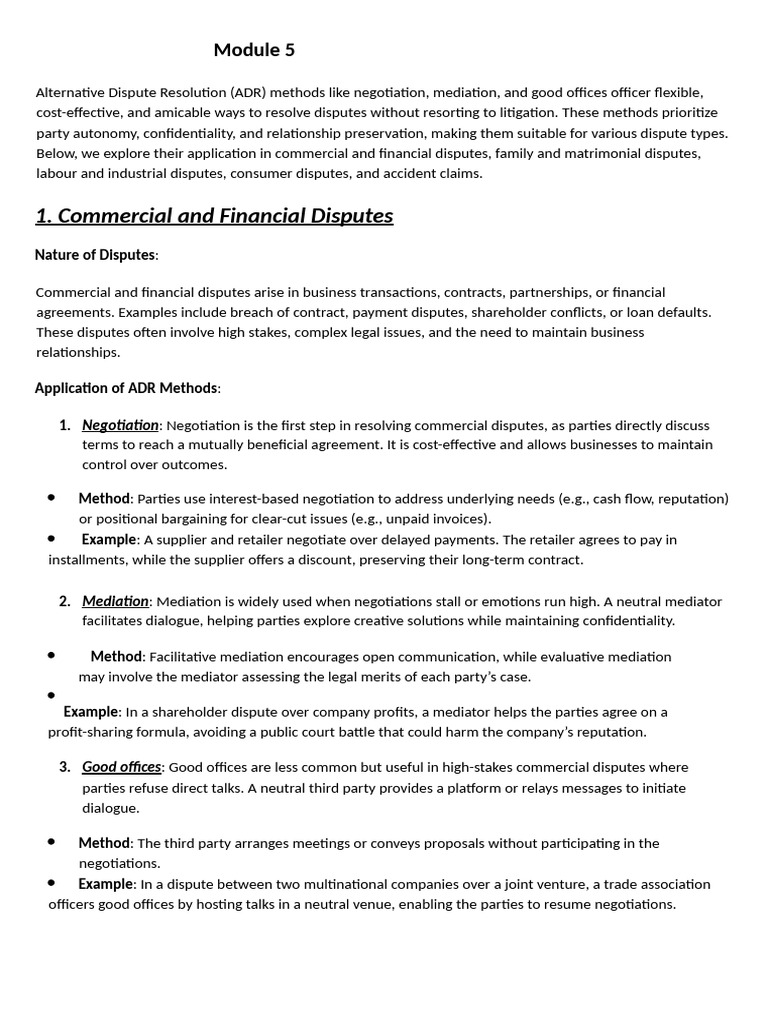 Effective ADR Methods for Dispute Resolution | PDF | Mediation ...