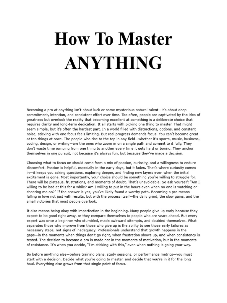 Mastering Skills: Focus and Fundamentals | PDF | Goal | Goal Setting
