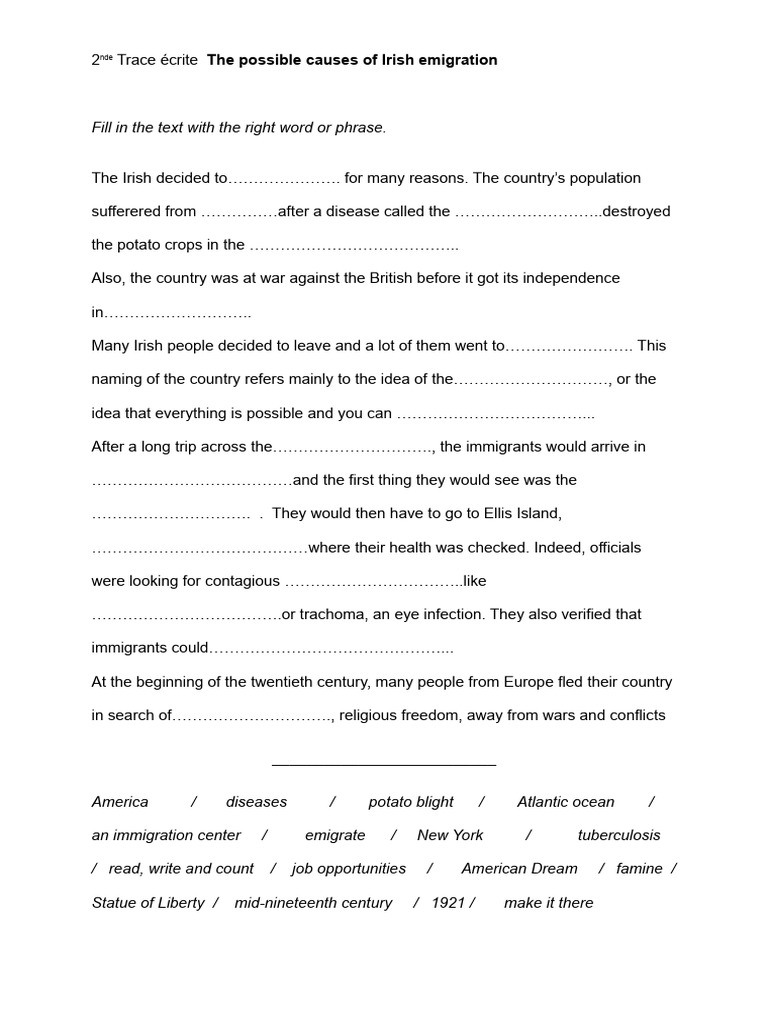 Causes of Irish Emigration Explained | PDF