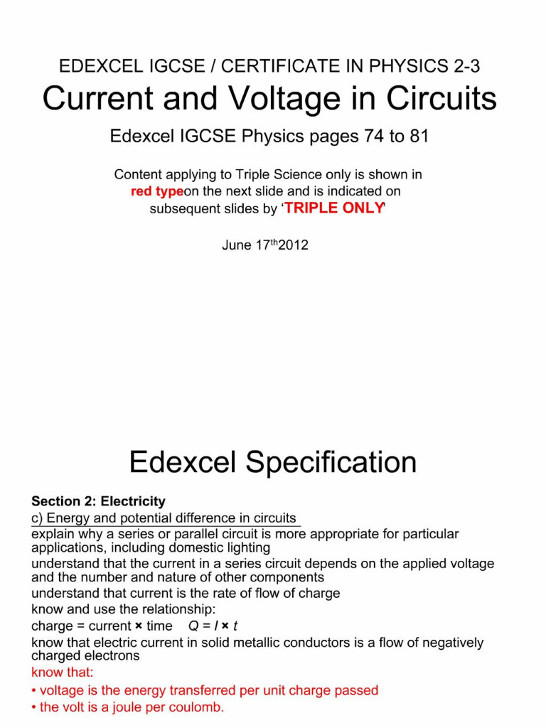 Current Voltage and Circuits | PDF