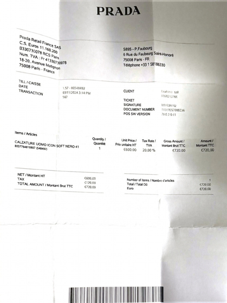 Facture Prada Dawoud | PDF