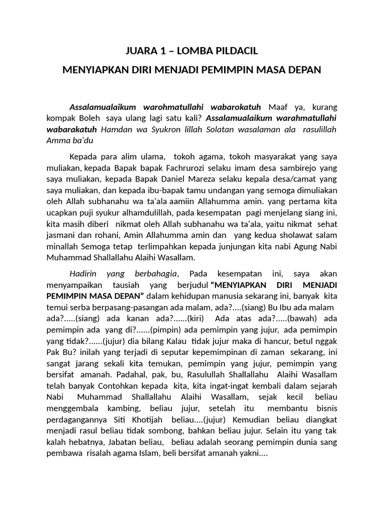 Pemimpin Jujur untuk Masa Depan | PDF