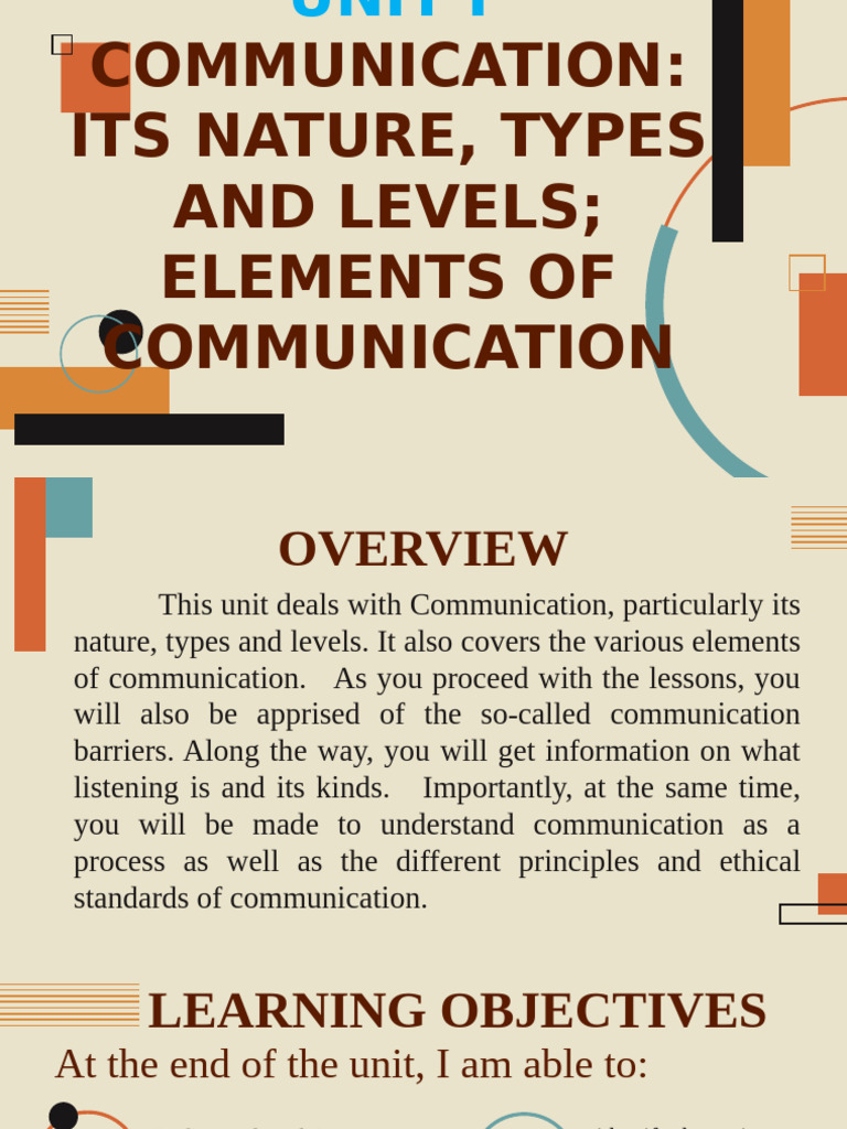 UNIT I 1. The Nature of Communication | PDF | Communication | Nonverbal ...