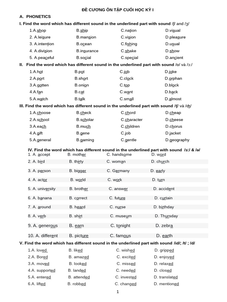 Phonetics and Vocabulary Exam Guide | PDF