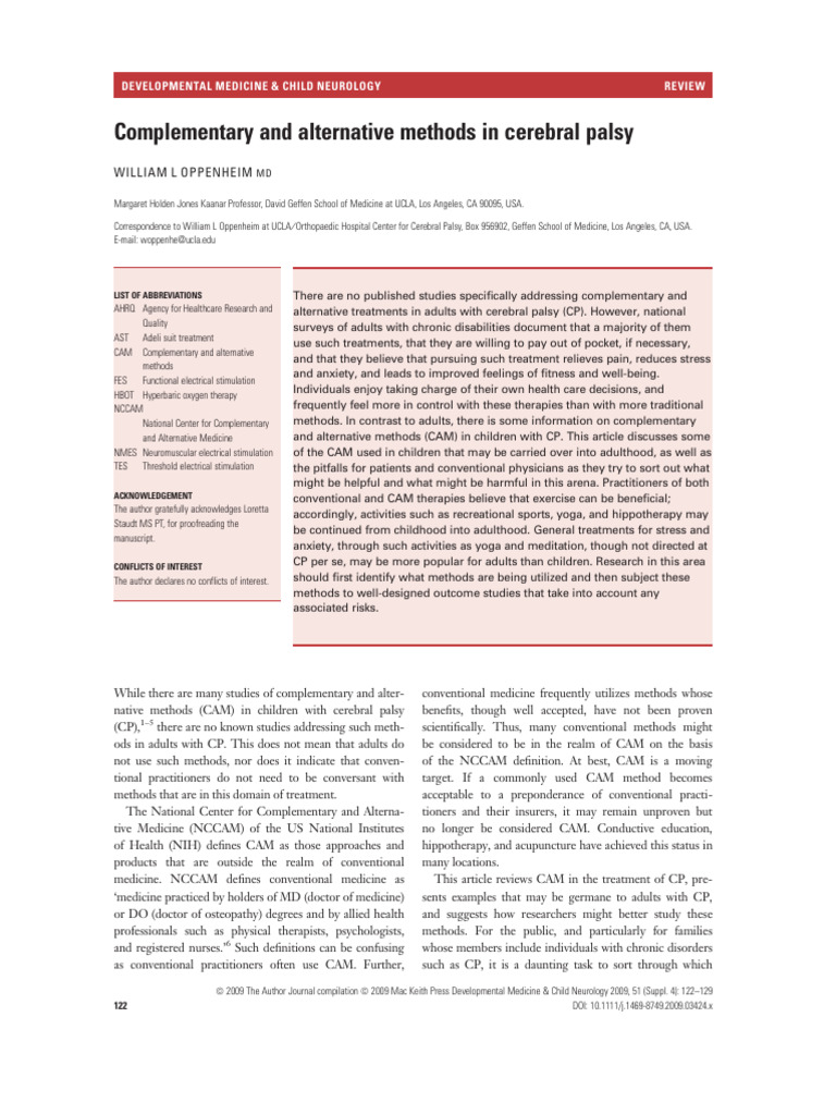 Oppenheim - 2009 - Complementary and Alternative Methods in Cerebral ...