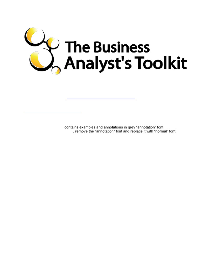 Business Analysis Approach Template: Instructions | PDF | Business ...