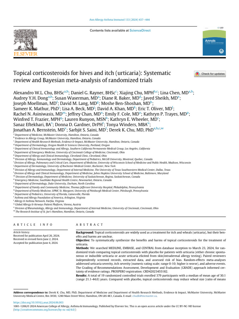 Topical Corticosteroids for Urticaria Analysis | PDF | Meta Analysis ...