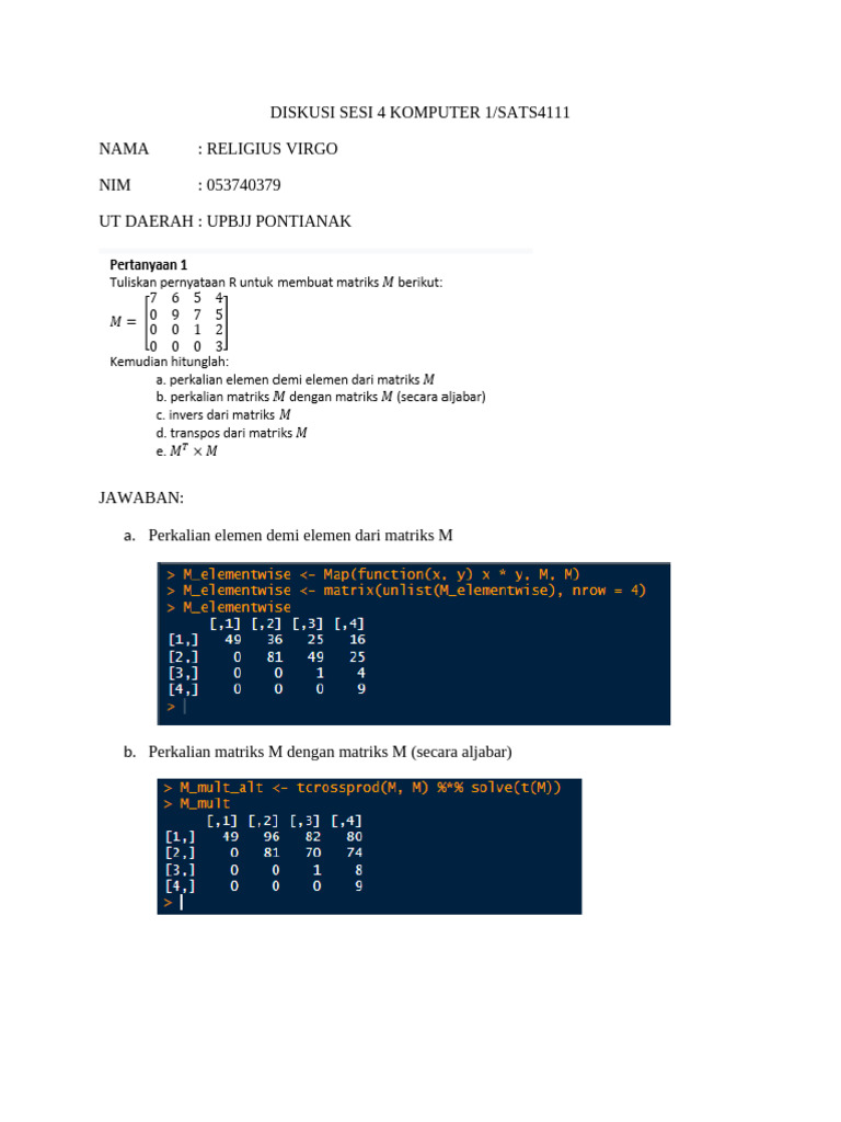 Operasi Matriks dan Rotasi 2D | PDF