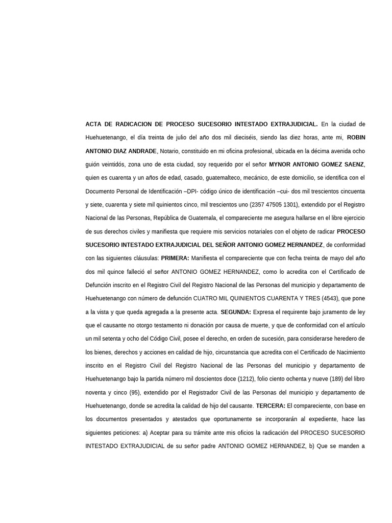00 Intestado Completo | PDF | Intestacy | Guatemala