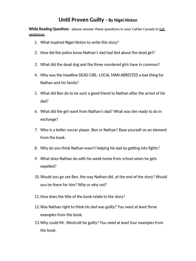 While Reading Questions | PDF