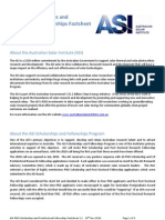Asi PHD Scholarships and Postdoctoral Fellowships Factsheet: About The Australian Solar Institute (Asi)