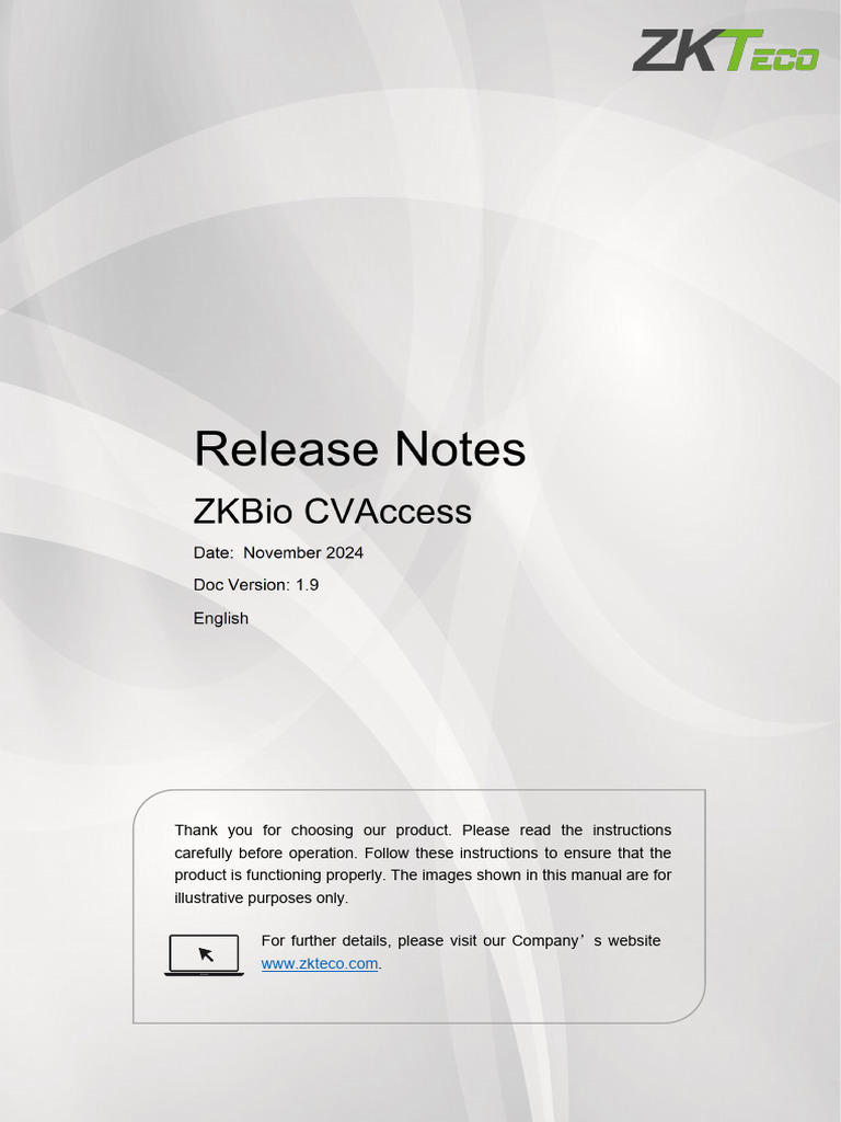 ZKBio CVAccess Release Notes Guide | PDF | Software | Menu (Computing)