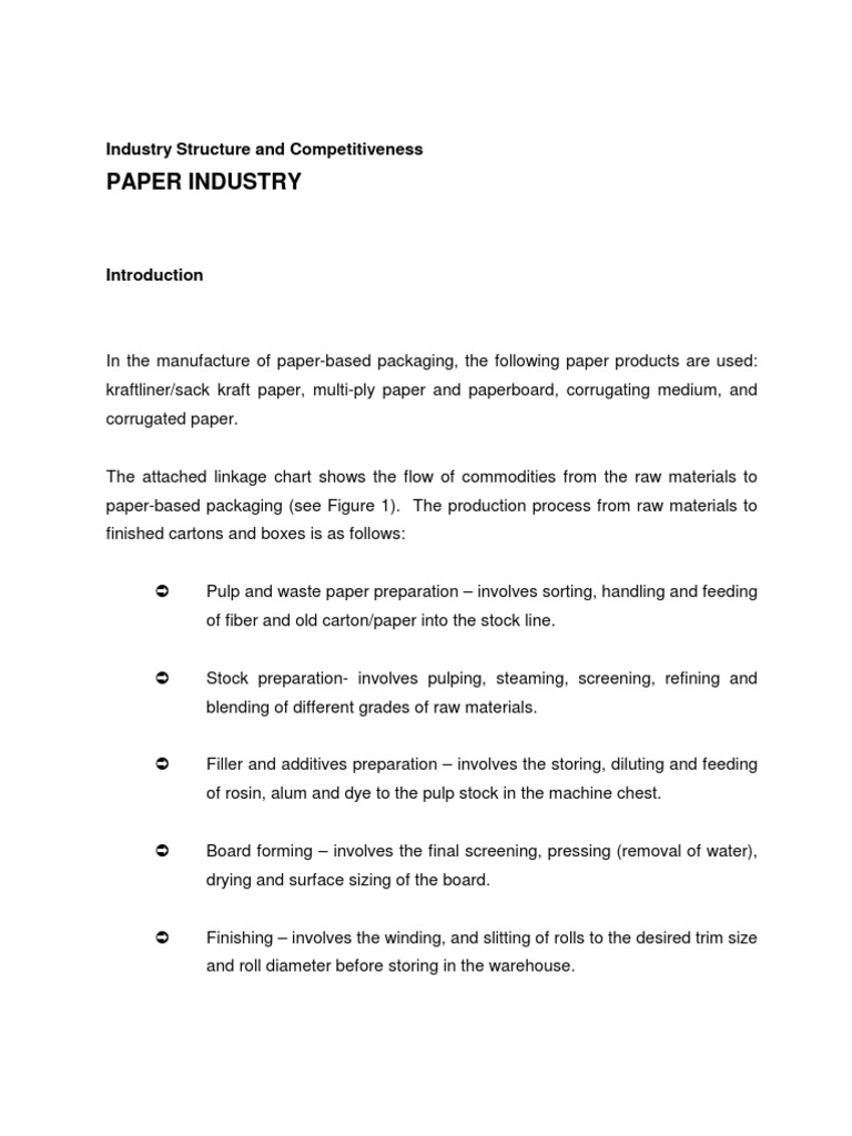 Paper Industry PDF Competition Law Paperboard