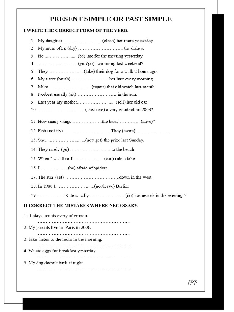 Present Simple or Past Simple2 | PDF