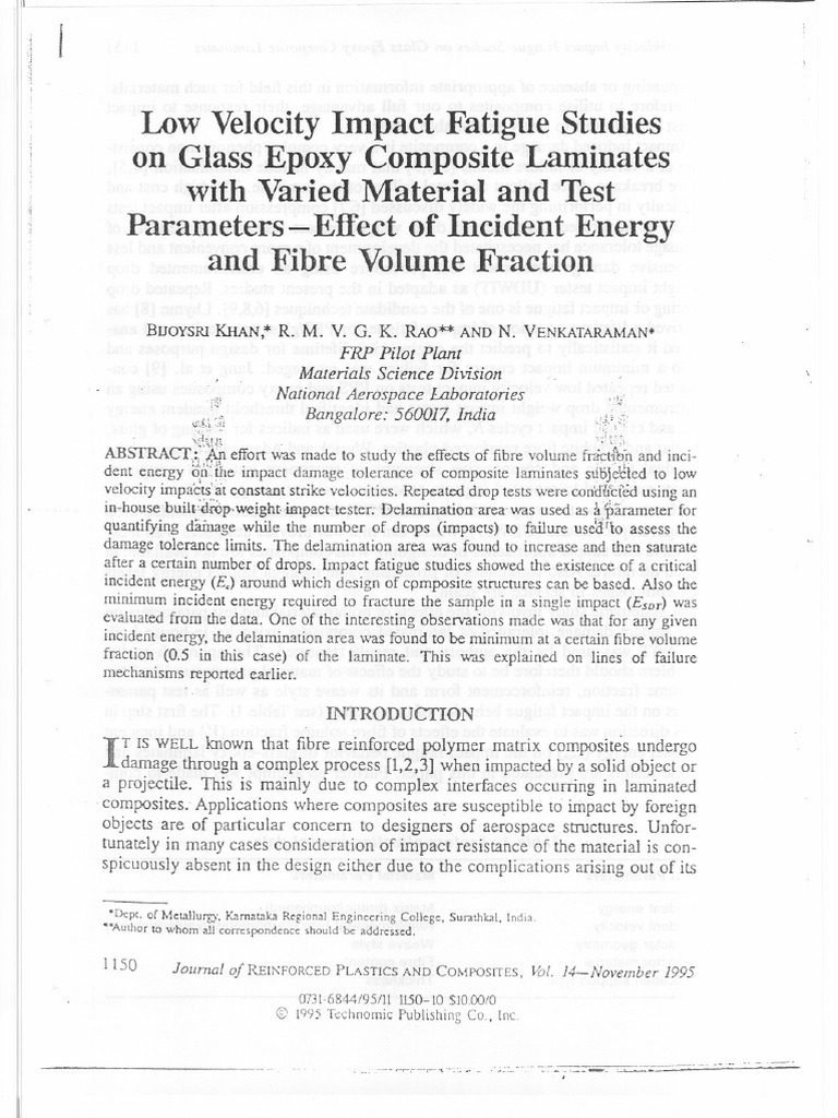 Low Velocity Impact on Glass Epoxy Composites | PDF | Composite ...