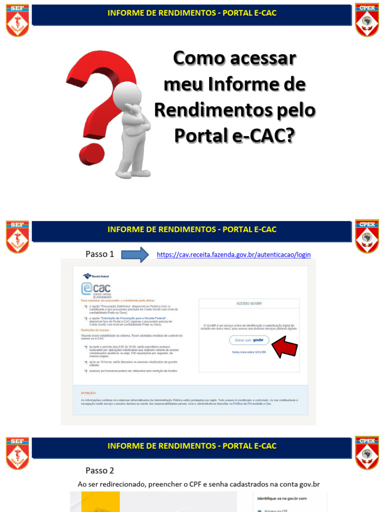Como acessar informe de rendimentos pelo Portal e-CAC (1) | PDF