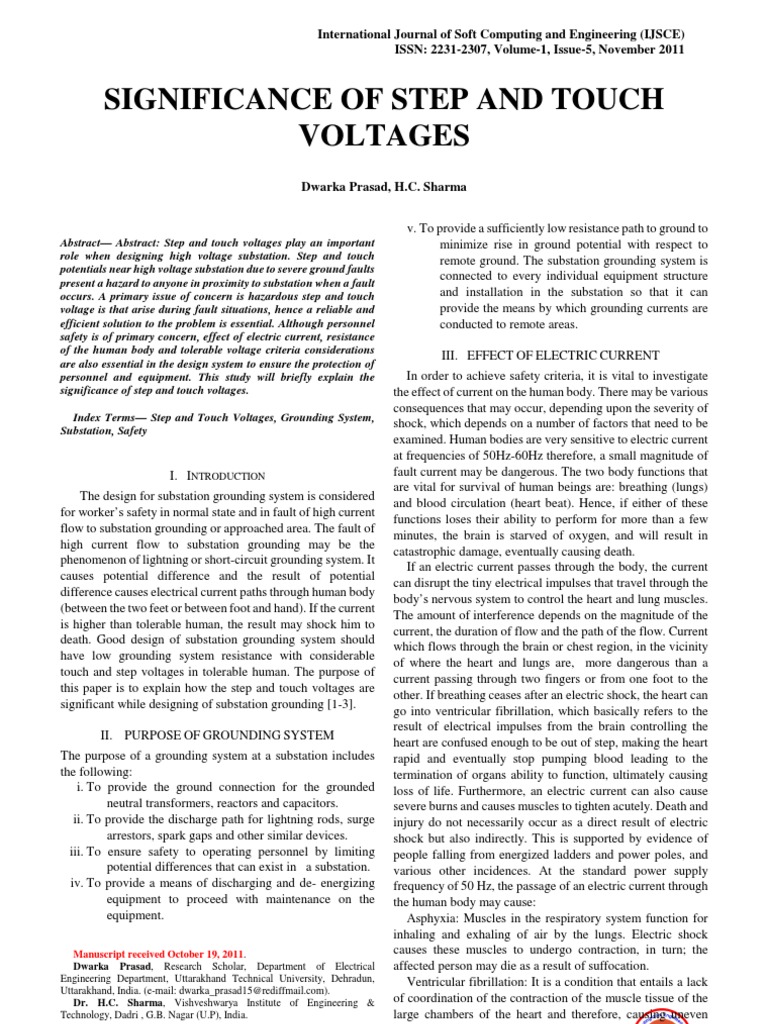 Significance Of Step And Touch Voltages PDF Electric Shock 