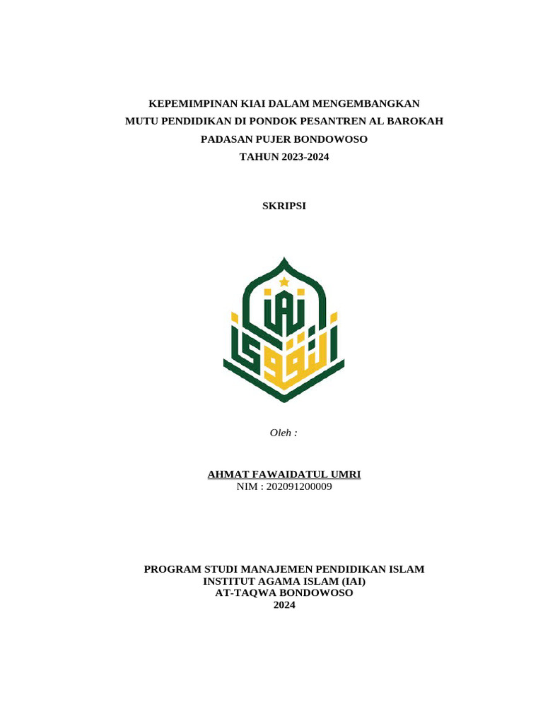 Kepemimpinan Kiai dan Mutu Pendidikan | PDF