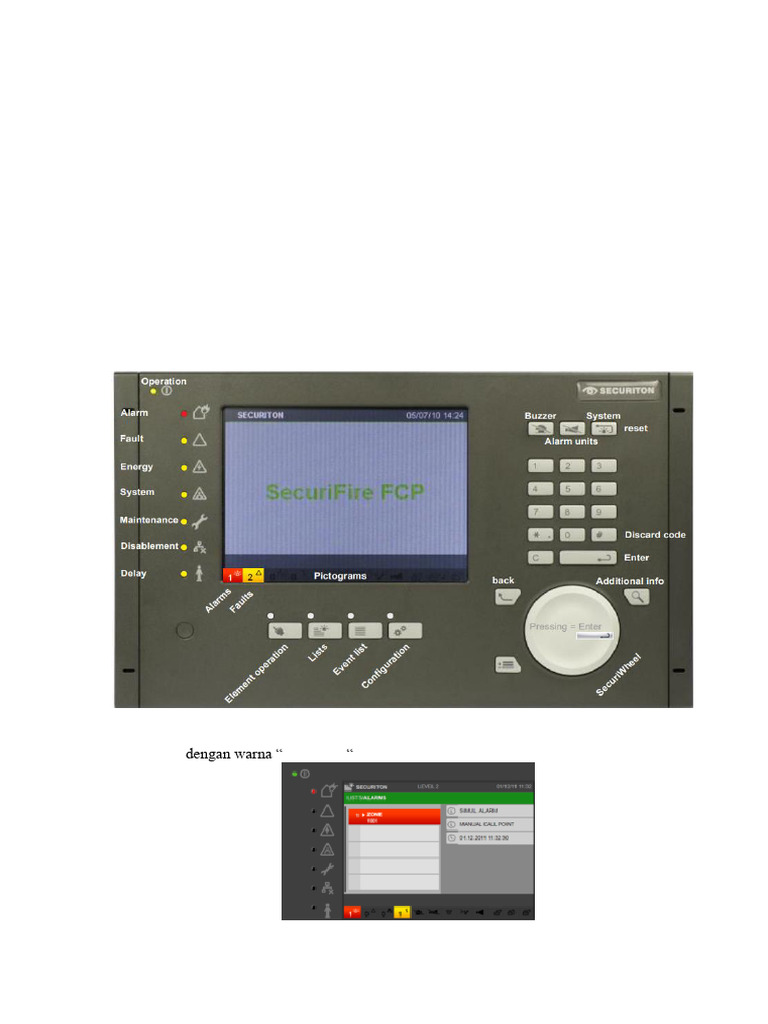 Pengoperasian Panel Fire Alarm Securiton | PDF