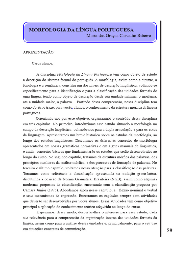 Morfologia da Língua Portuguesa | PDF | Linguística | Palavra