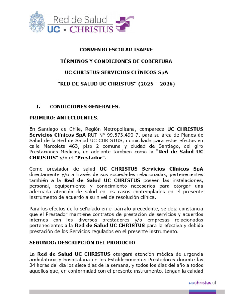 Condiciones Convenio Escolar 2025 v3 | PDF | Arbitraje | Cuidado de la ...